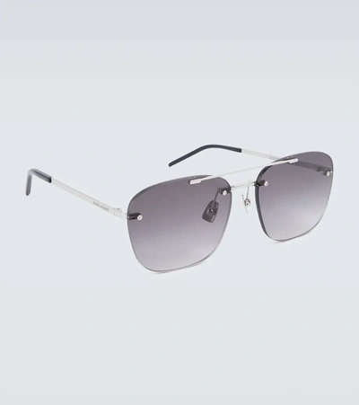 Shop Saint Laurent Sl 309 Rimless Sunglasses In Silver-silver-grey
