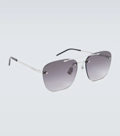 Saint Laurent Sl 309 Rimless Sunglasses In Silver-silver-grey