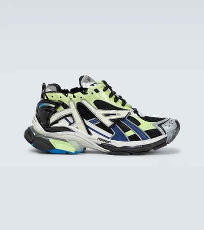 Shop Balenciaga Runner Sneakers In Green/blue/grey Beig