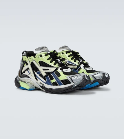 Shop Balenciaga Runner Sneakers In Green/blue/grey Beig