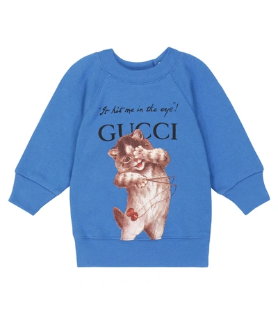 Shop Gucci Baby Printed Cotton Sweatshirt In Avio/mc