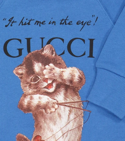 Shop Gucci Baby Printed Cotton Sweatshirt In Avio/mc