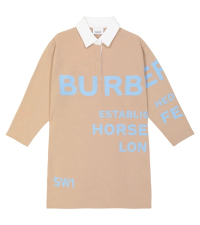 Shop Burberry Horseferry Print Cotton Dress In Soft Fawn