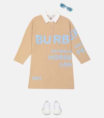 Shop Burberry Horseferry Print Cotton Dress In Soft Fawn