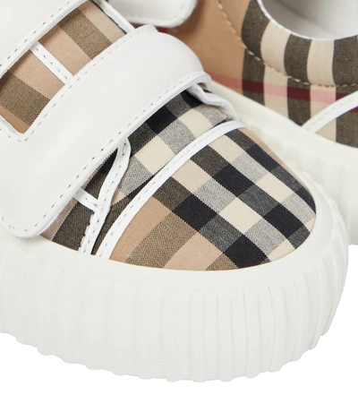 Shop Burberry Vintage Check Canvas Sneakers In Archive Beige Ip C