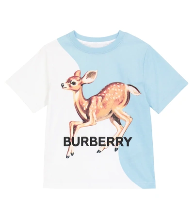 Burberry Kids' Girl's Logo Deer-print Colorblock T-shirt In White | ModeSens
