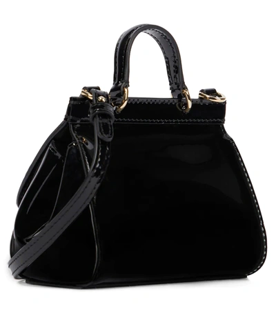Shop Dolce & Gabbana Sicily Mini Patent Leather Tote In Black