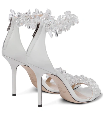 JIMMY CHOO MAISEL 100 EMBELLISHED LEATHER SANDALS 