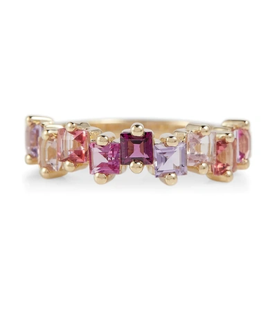 Shop Suzanne Kalan 14kt Gold Ring With Topaz, Amethyst And Rhodolite In Purple Mix