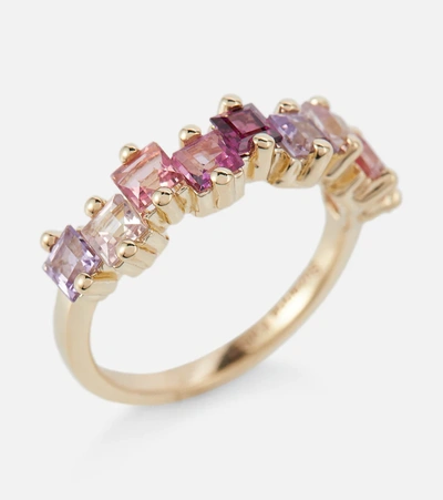 Shop Suzanne Kalan 14kt Gold Ring With Topaz, Amethyst And Rhodolite In Purple Mix