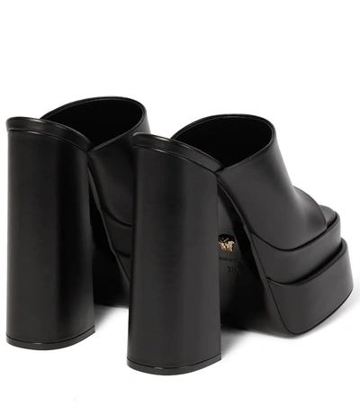 Shop Versace Leather Platform Sandals In Nero-oro