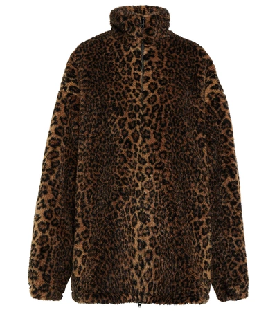 Shop Balenciaga Leopard-print Faux Fur Jacket In Beige/brown