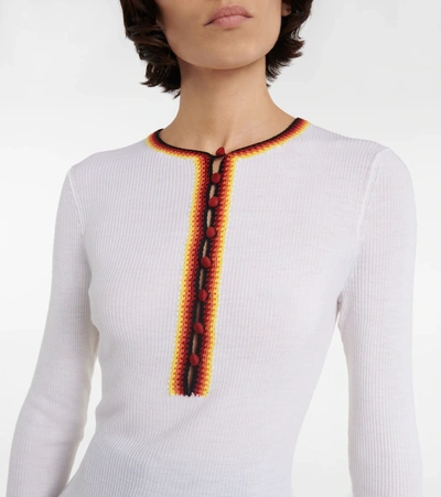 Shop Gabriela Hearst Meade Half-buttoned Wool Sweater In Ivory Multi