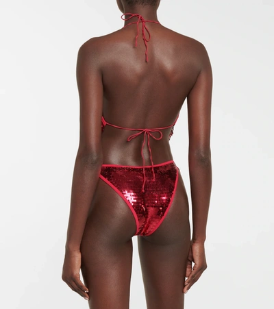 Shop Oseree Oséree Sequined Bandana Bikini In Ruby
