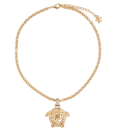 Shop Versace La Medusa Necklace In Crystal- Gold
