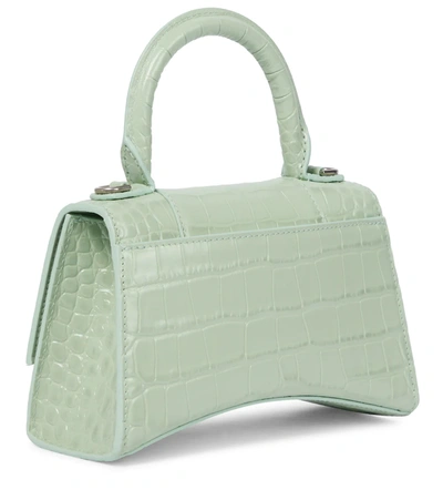 Hourglass XS Crocodile-Embossed Top-Handle Bag