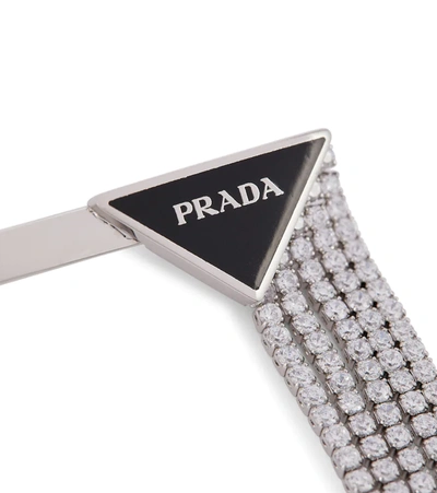 Prada Set Of 2 Embellished Hair Clips In Nero+crystal