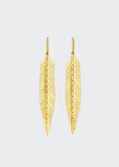 Shop Cadar 18k Yellow Gold Medium Feather Drop Earrings