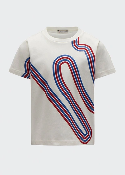 Shop Moncler Girl's Short-sleeve Squiggle-print T-shirt In White