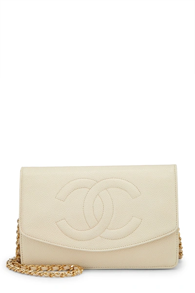Pre-owned Chanel Beige Caviar Timeless Wallet On Chain (woc)