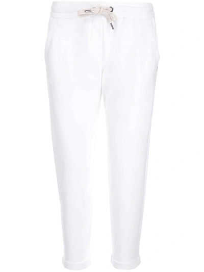 Shop Brunello Cucinelli Drawstring Jogging Pants In White