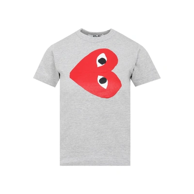 Shop Comme Des Garçons Play Heart Printed T In Grey