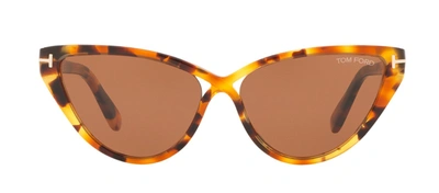 Shop Tom Ford Ft0740 55e Cat Eye Sunglasses In Brown