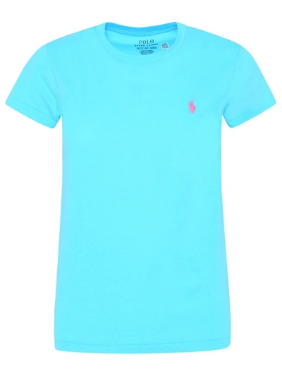 Shop Polo Ralph Lauren Logo Embroidered Crewneck T In Blue