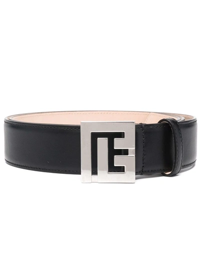 Shop Balmain Monogram-buckle Belt In Black
