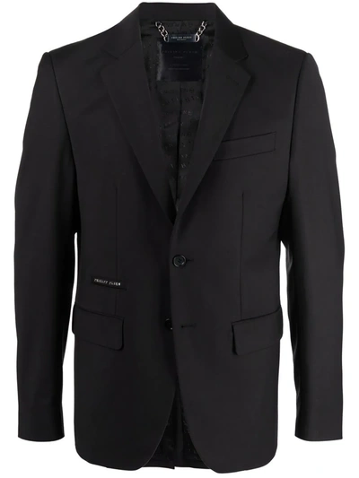Shop Philipp Plein Iconic Plein Single Breasted Jacket In Black
