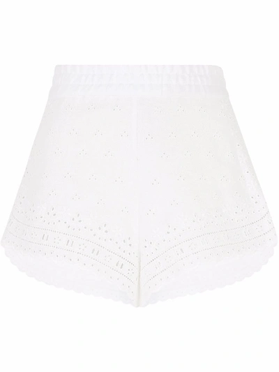 Shop Dolce & Gabbana Embroidered Linen Shorts In White