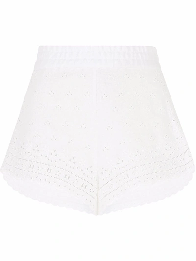 Dolce & Gabbana Embroidered Linen Shorts In White