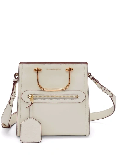 Shop Alexander Mcqueen The Short Story Shoulder Bag In Neutrals