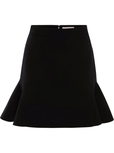 Shop Alexander Mcqueen Wool Peplum Mini Skirt In Black