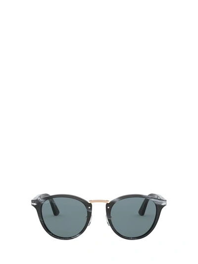 Persol Po3108s Typewriter Edition Round-frame Acetate Sunglasses In Striped Black