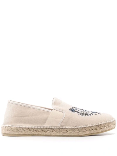 Shop Kenzo Embroidered-tiger Espadrilles In Neutrals