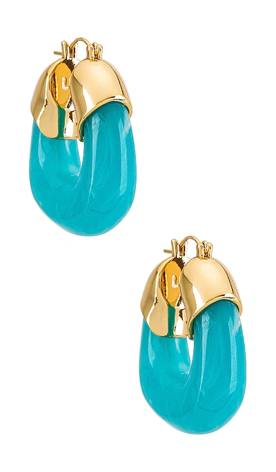 Shop Lizzie Fortunato Organic Hoops In Teal