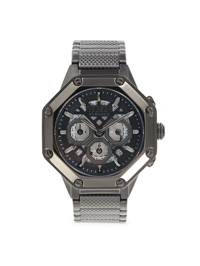 Shop Versus Men's Stainless Steel Octogonal Chronograph Bracelet Watch In Black