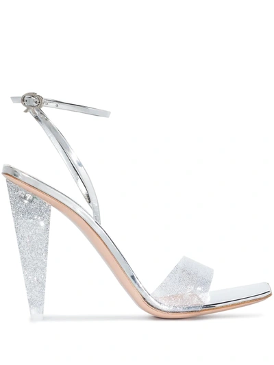 Shop Gianvito Rossi Odyssey 150mm Glitter-embellished Sandals In Silber