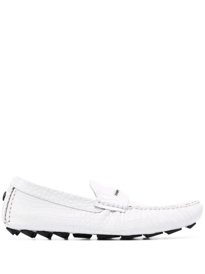 Shop Philipp Plein Penny Slip-on Loafers In Weiss