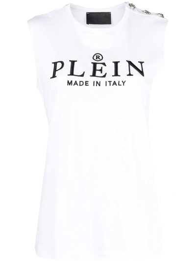 Shop Philipp Plein Iconic Plein Vest Top In Weiss