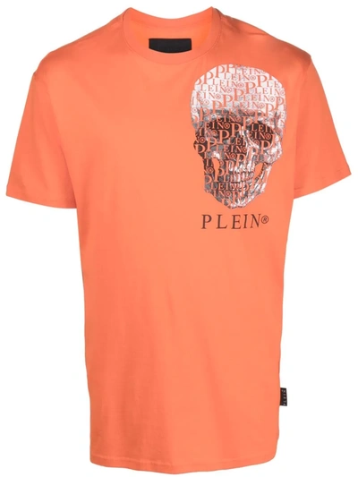 Shop Philipp Plein Skull Graphic-print T-shirt In Orange