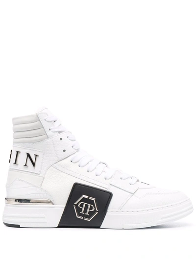 Philipp Plein Logo Plaque Hi-top Sneakers In White | ModeSens