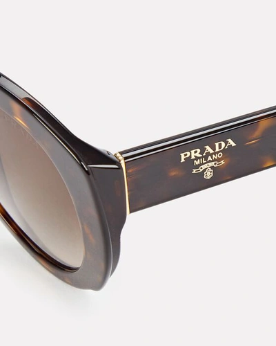 Shop Prada Rounded Cat Eye Sunglasses In Brown