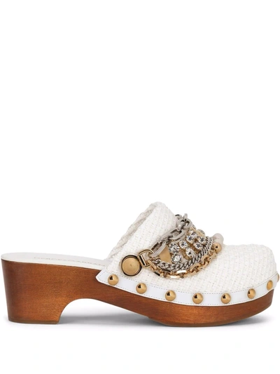 Shop Dolce & Gabbana Chain-embellished Clog Mules In Weiss