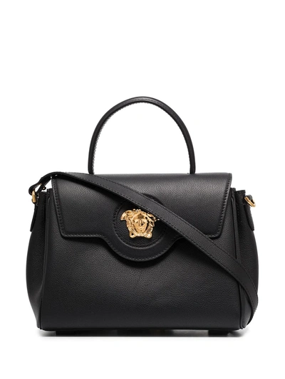Shop Versace La Medusa Leather Hand Bag In Schwarz