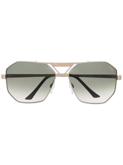 Shop Cazal Hexagonal Pilot Sunglasses In Silver