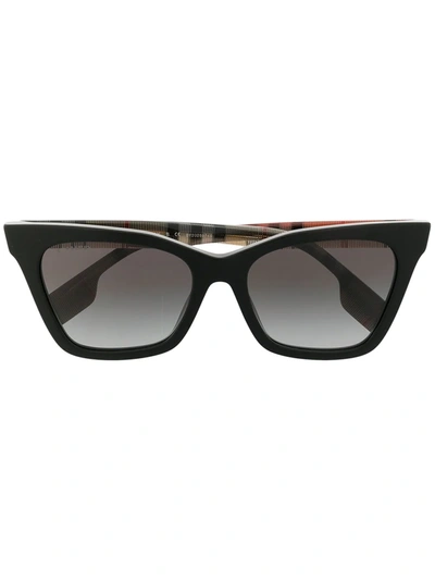 Shop Burberry Eyewear Elsa Vintage-check Sunglasses In Black
