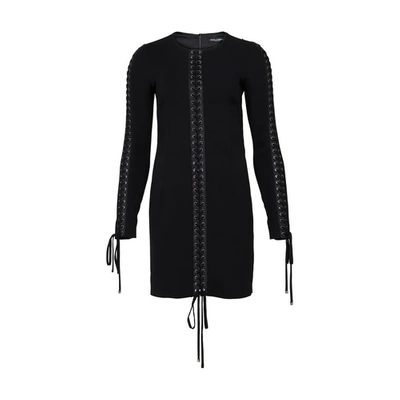 Shop Dolce & Gabbana Mini Long-sleeved Dress In Nero