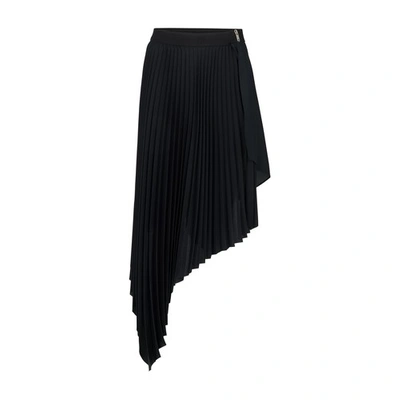 Shop Givenchy Asymmetric Pleated Skirt In Noir
